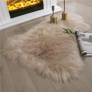 FauxFur Rug,Beige Area Rugs,Fluffy Sheepskin Fur Rug,Fuzzy Ultra Soft 2x3Ft Rugs